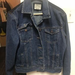 Jean jacket worn once with black lace on back